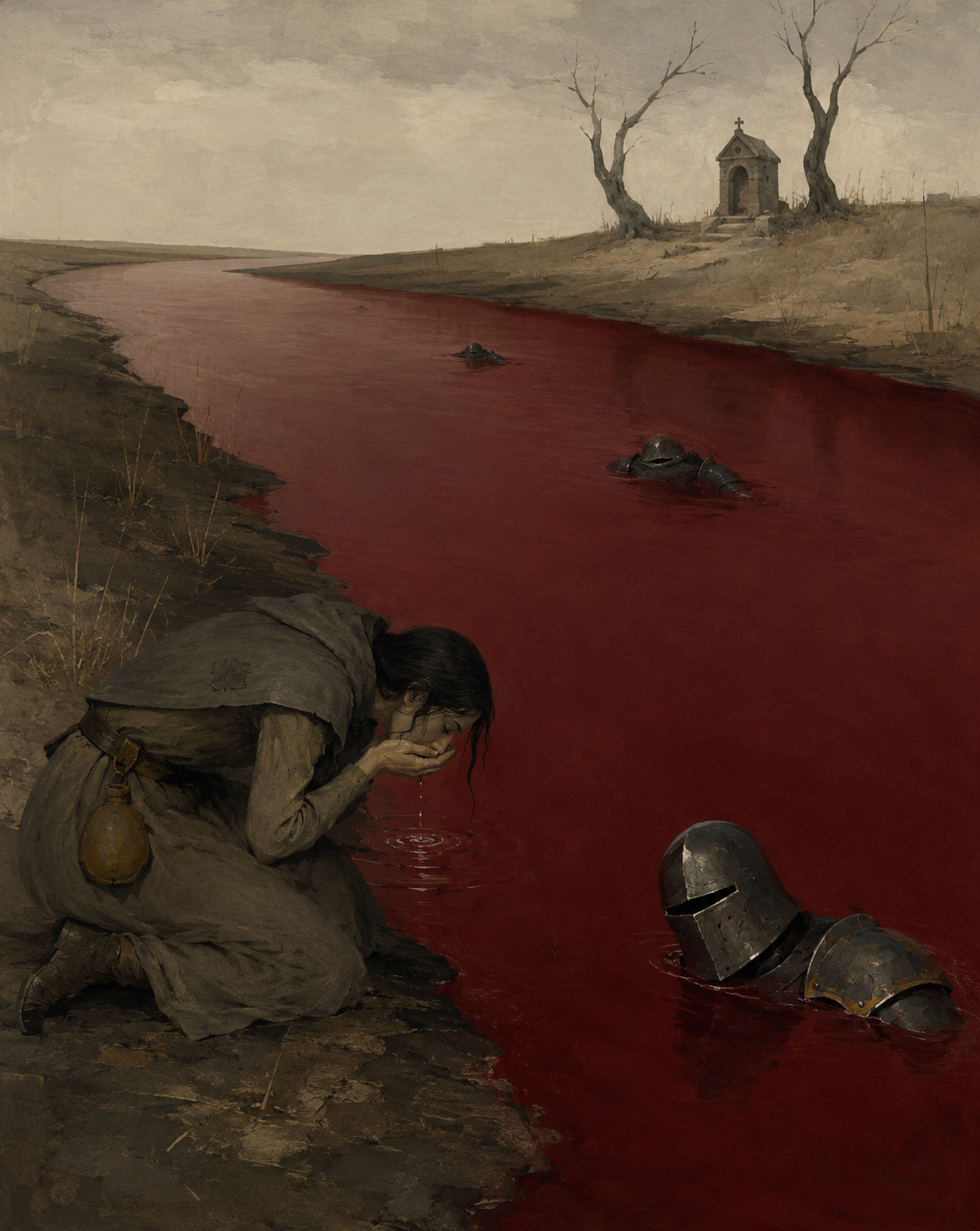 A traveller beside a river of divine blood